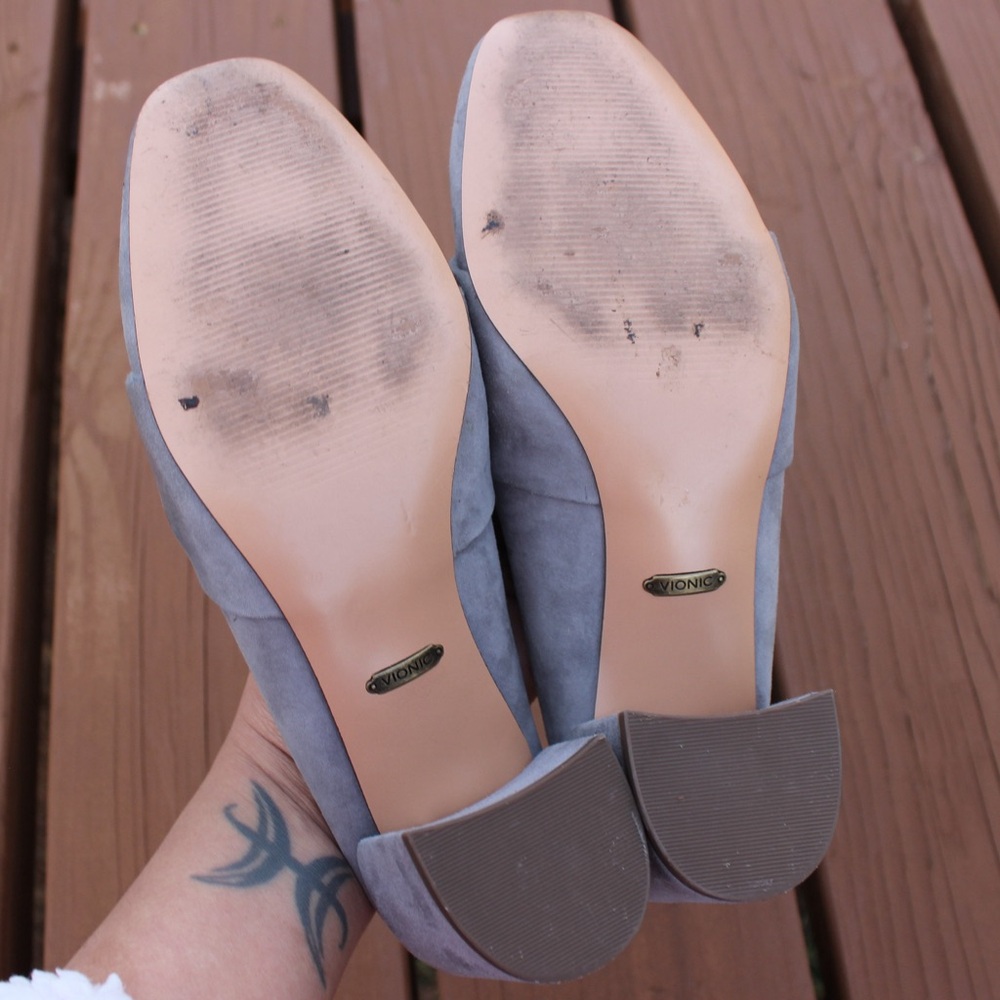 Women's Vionic Plaza Presley Heeled Mules Grey Suede Sz 8 - Picture 7 of 8